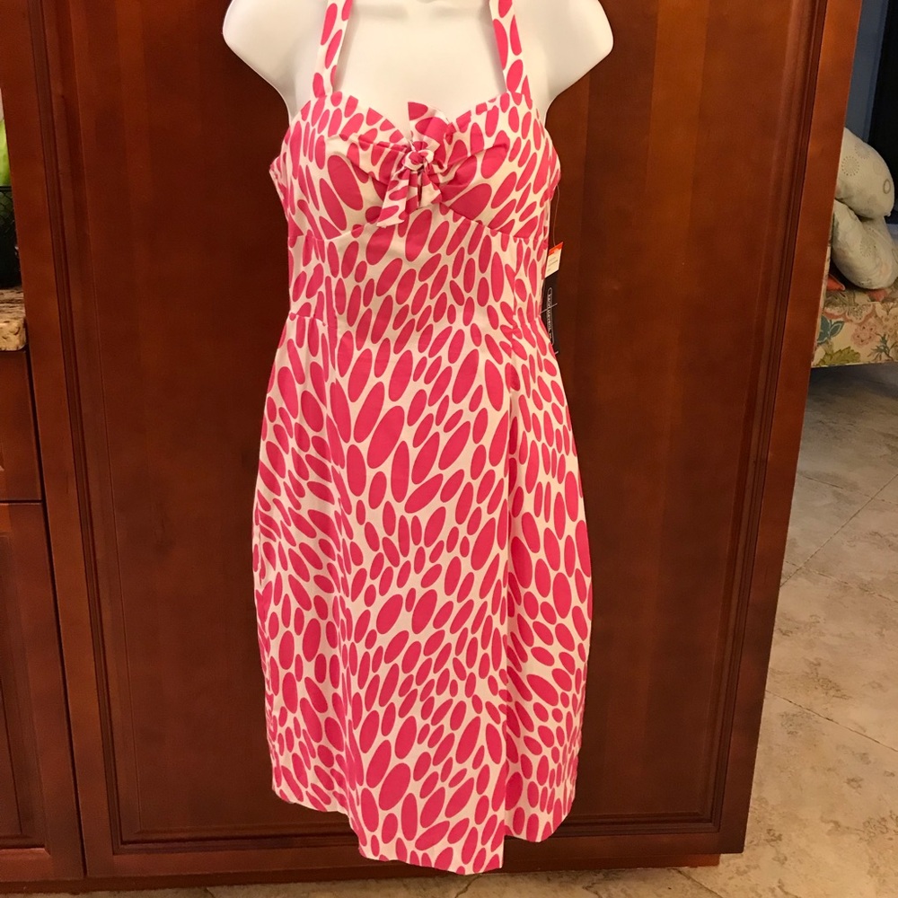 Pink and white summer dress.